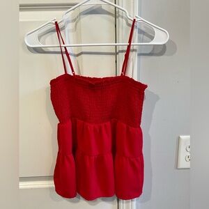 Paper Crane Vibrant Red Smocked Tank Top
